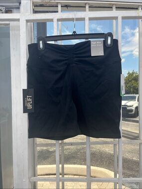 High-Rise Black Biker Shorts - UPLIFT
